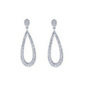 Micro Pave Open Teardrop Post Rhodium-Plated Earrings